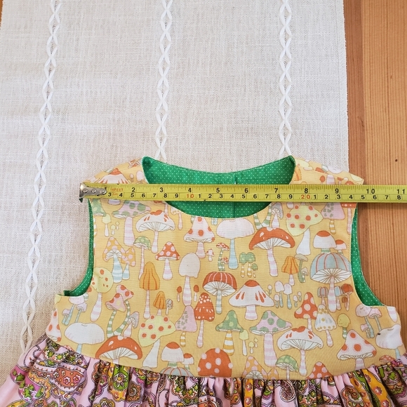Vintage Baby Girl Dress Merry Mushrooms Ruffle Dress Spring Summer Cottagecore - Picture 9 of 10